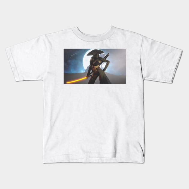 Samurai Moon Warrior Knight Kids T-Shirt by amithachapa